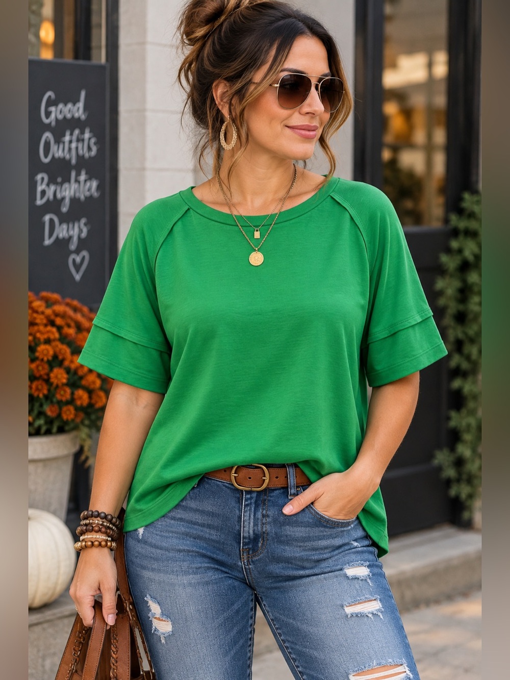 ANDREE BY UNIT Short Sleeve Oversized Top EUC